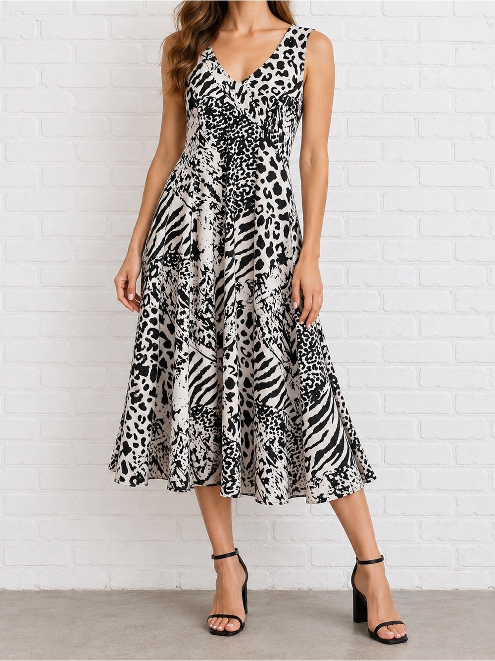 Vintage Y2K Danny & Nicole Polyester Spandex Animal Print Dress Size 6
